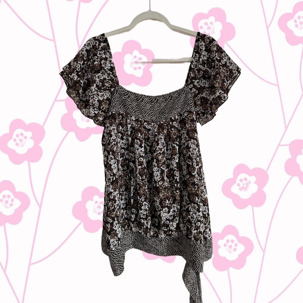 vintage floral tank short sleeve blouse